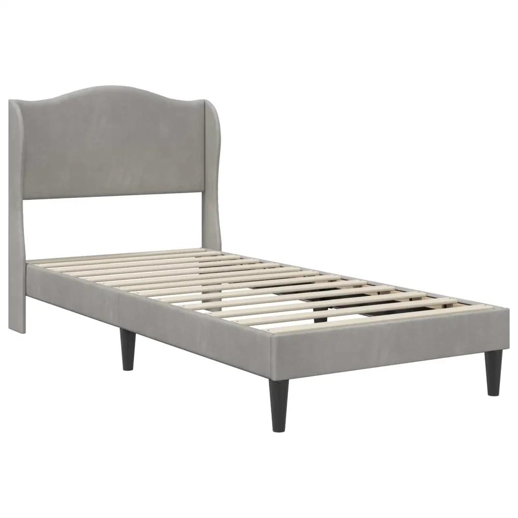 Struttura del letto Grigio Chiaro 90 x 190 cm Velluto 3415274 - Image 4