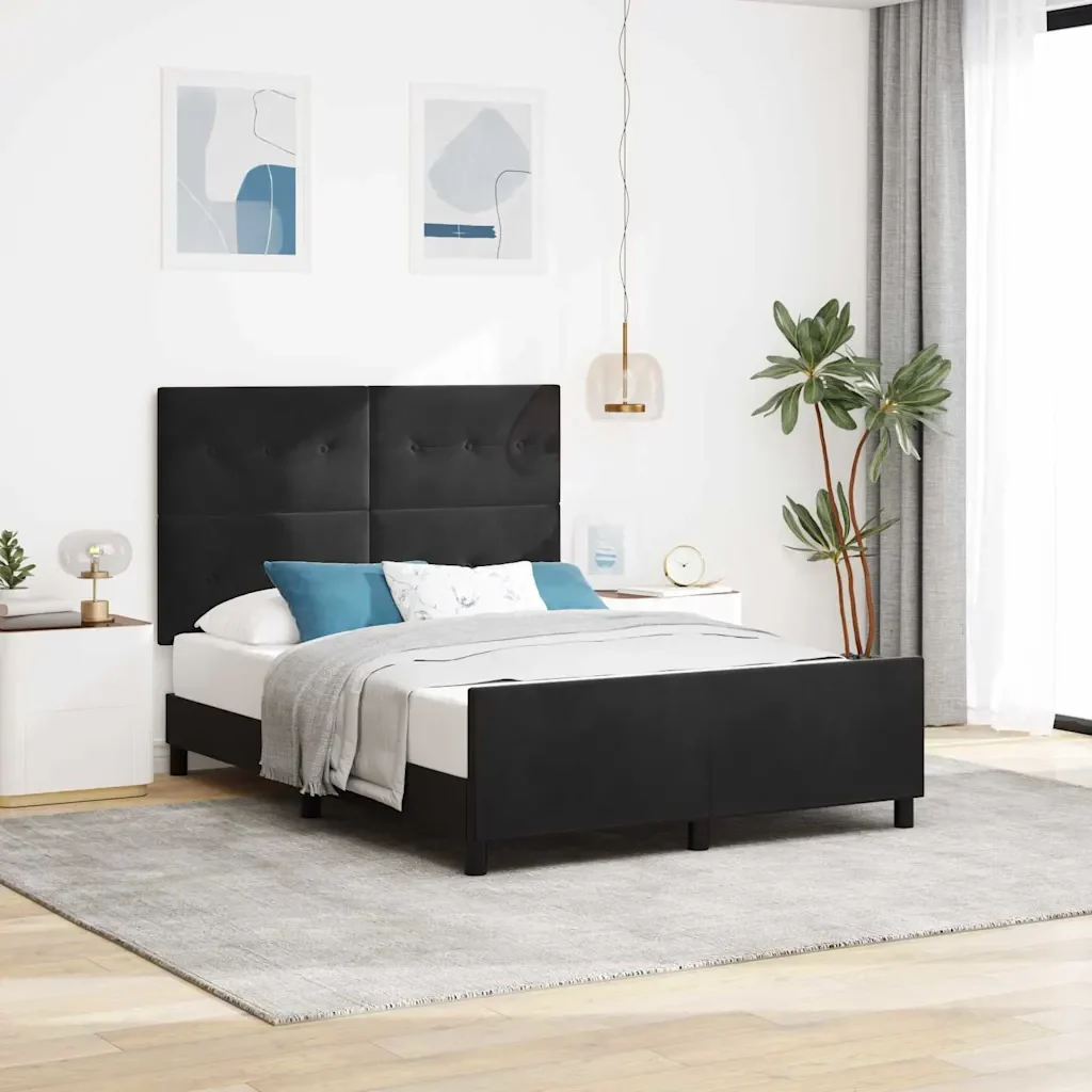 Letto a molle con testiera Nero 160 x 200 cm Velluto 3344953