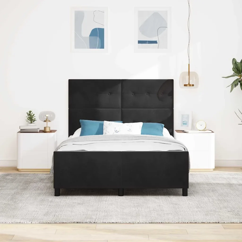 Letto a molle con testiera Nero 160 x 200 cm Velluto 3344953 - Image 3