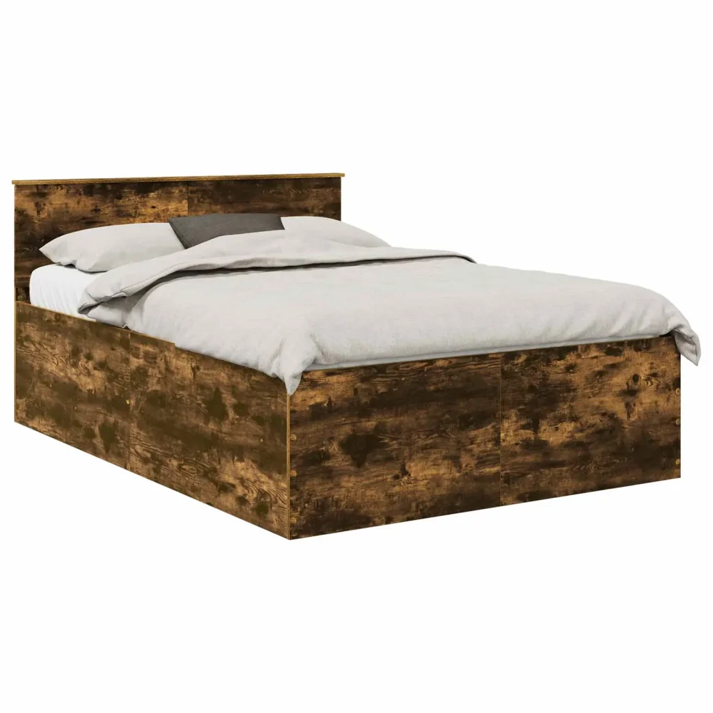 Struttura del letto Rovere fumé 160 x 200 cm Legno multistrato 3408561 - Image 2