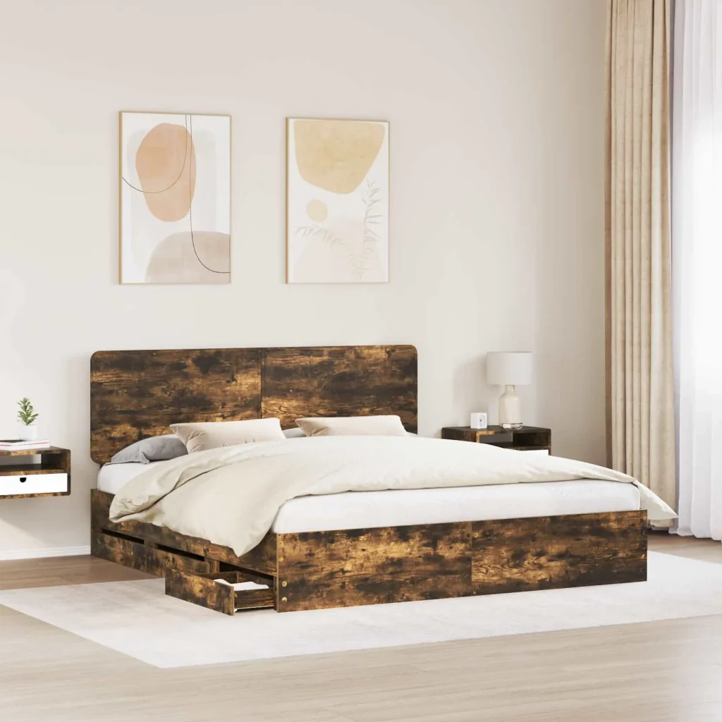 Struttura del letto Rovere fumé Legno Ingegnerizzato - Image 3