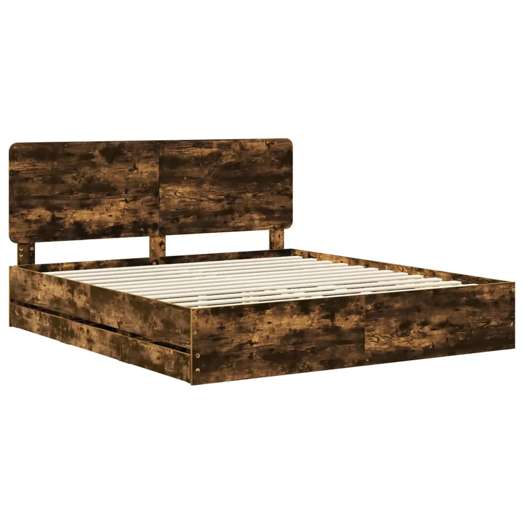 Struttura del letto Rovere fumé Legno Ingegnerizzato - Image 4