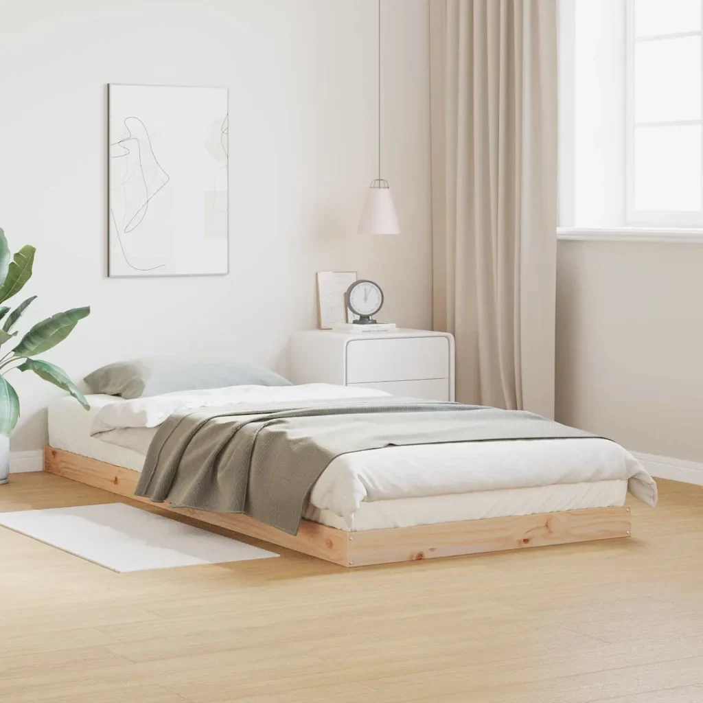 Struttura letto a terra Naturale 90 x 210 cm Pino massello 869734