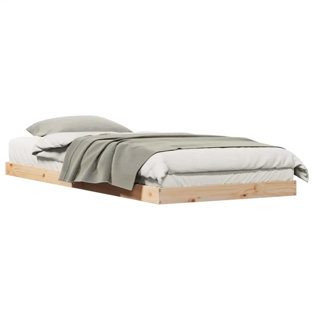 Struttura letto a terra Naturale 90 x 210 cm Pino massello 869734 - Image 2