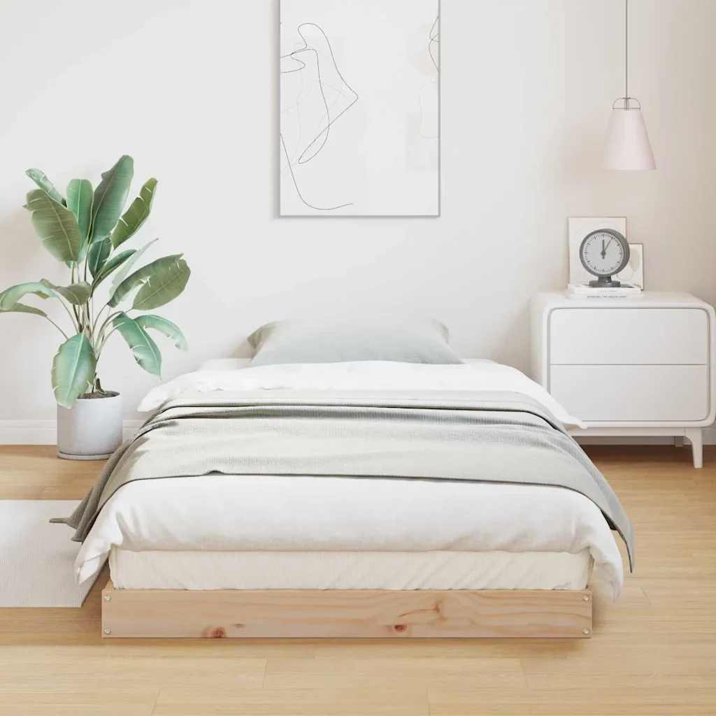 Struttura letto a terra Naturale 90 x 210 cm Pino massello 869734 - Image 3