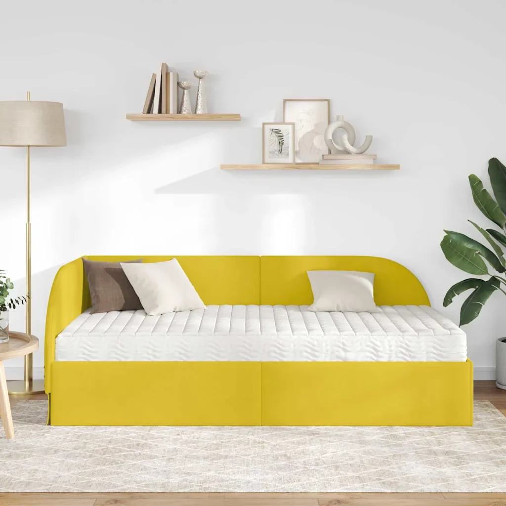 Struttura Letto Angolare con Materasso 2 pcs Giallo Velluto 3394200 - Image 3