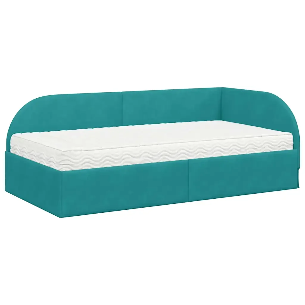 Struttura Letto Angolare con Materasso 2 pcs Turchese Velluto - Image 4