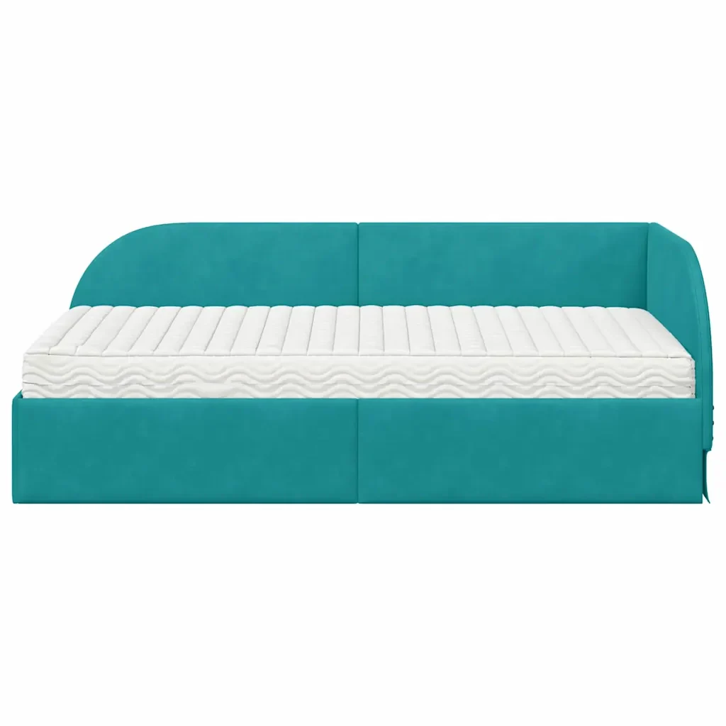 Struttura Letto Angolare con Materasso 2 pcs Turchese Velluto - Image 5