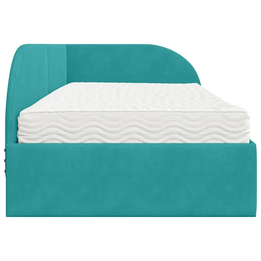Struttura Letto Angolare con Materasso 2 pcs Turchese Velluto - Image 8