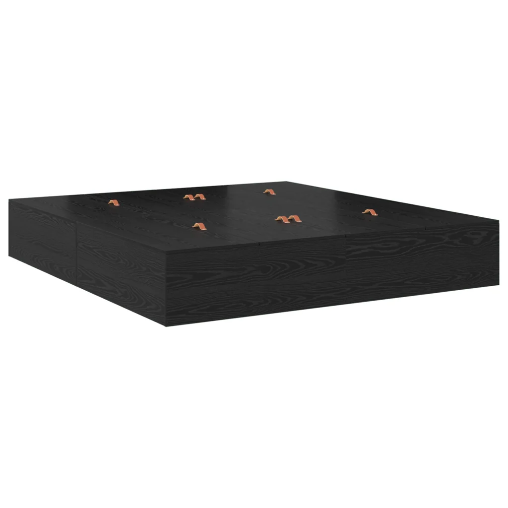 Struttura Letto con Contenitore  Nero Rovere 200x200 cm - Image 8