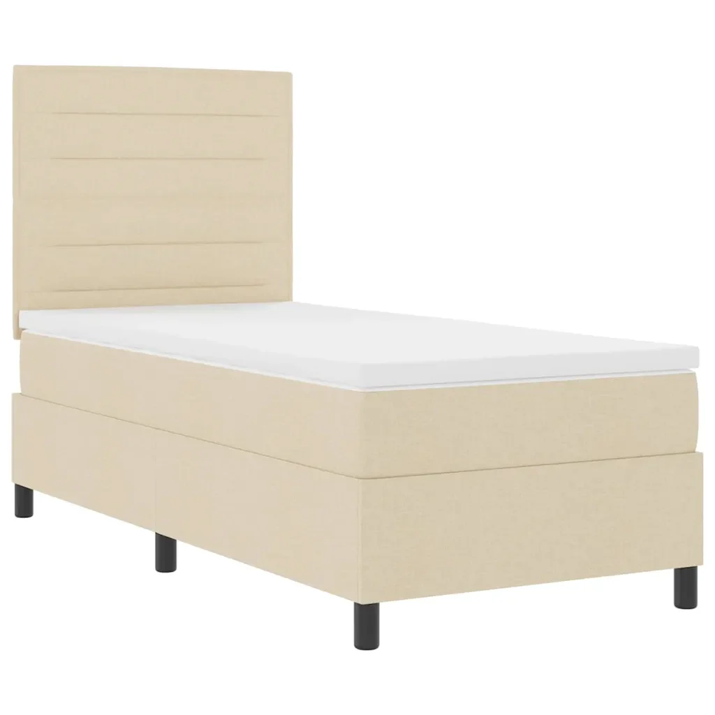Letto a molle con materasso con led Crema 90 x 200 cm Tessuto 3342765 - Image 6