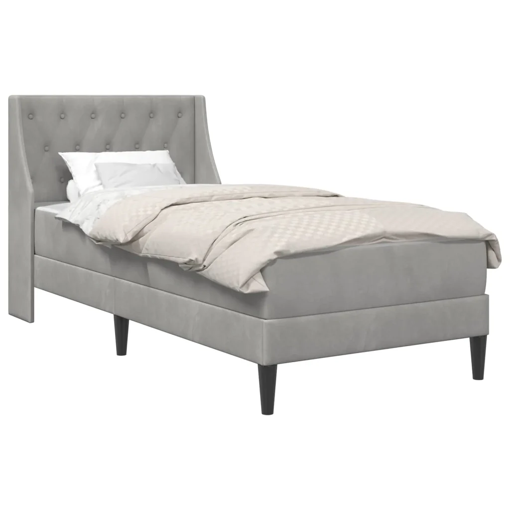 Struttura letto con materasso Grigio chiaro 90 x 190 cm Velluto 3415238 - Image 2