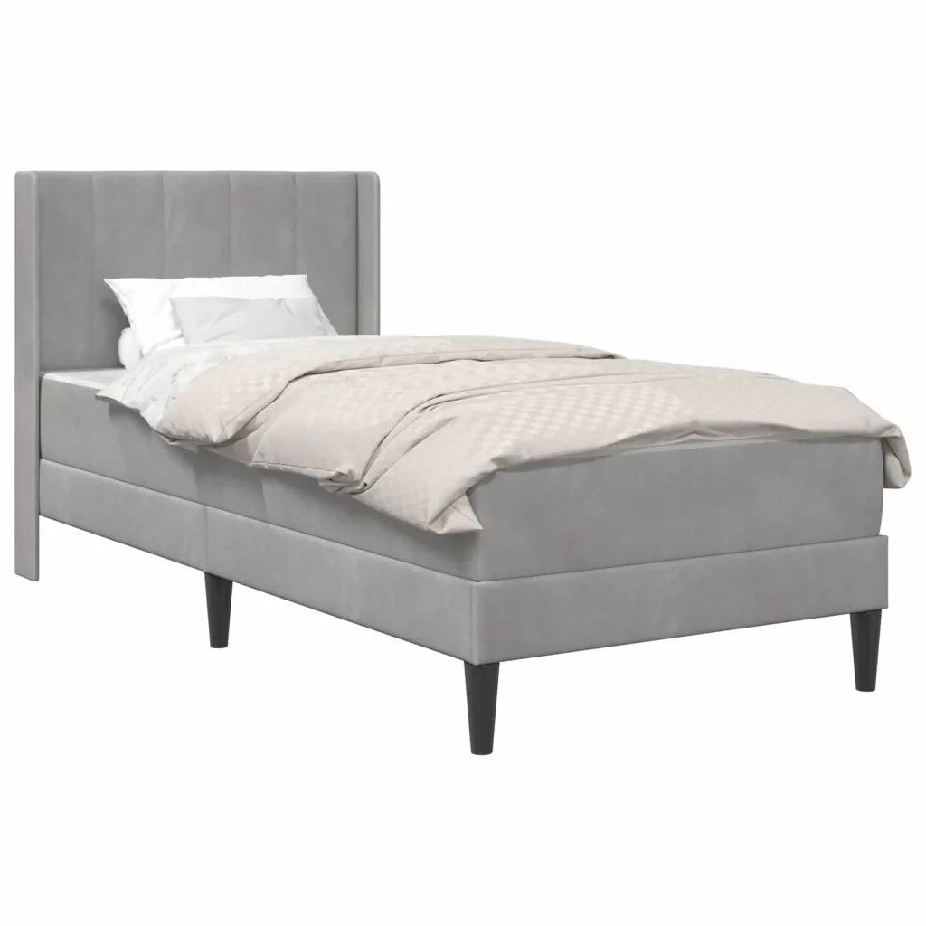 Struttura letto con materasso Grigio chiaro 90 x 190 cm Velluto 3415244 - Image 2