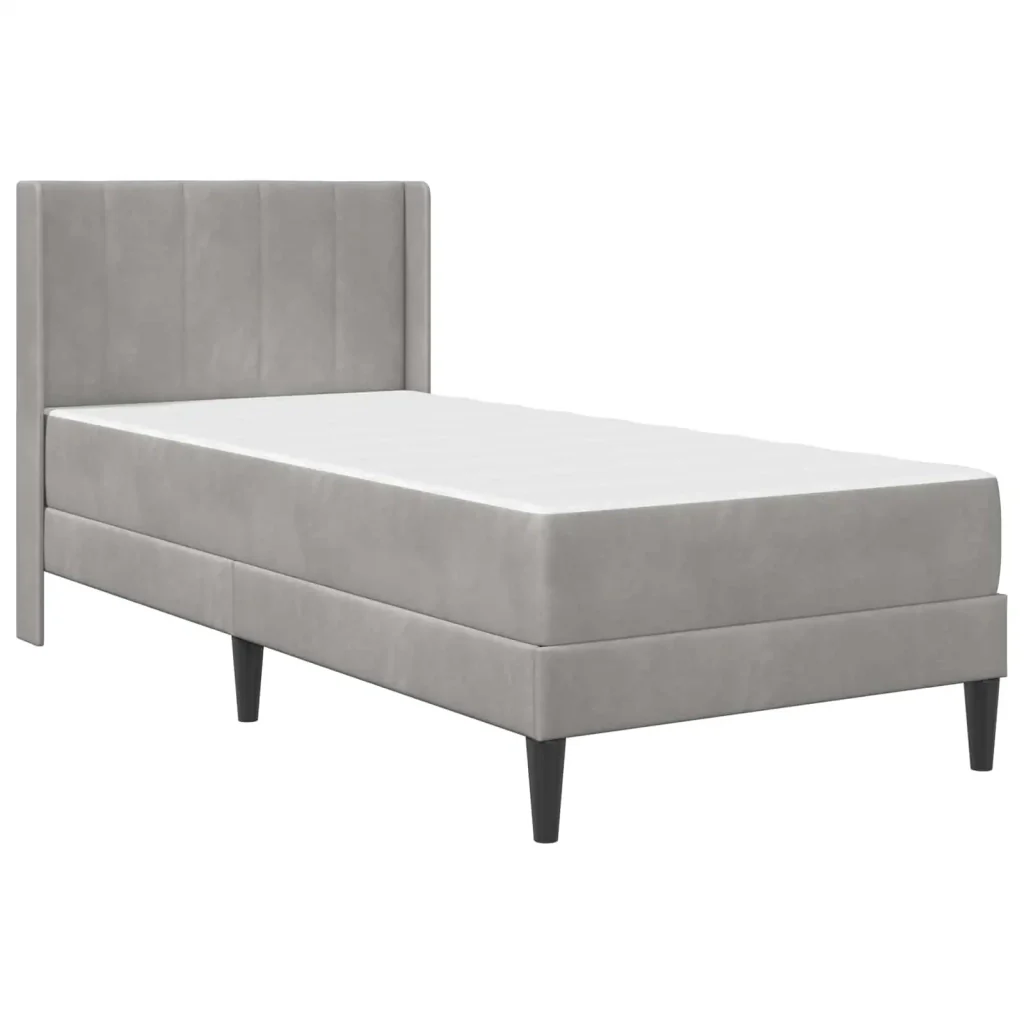 Struttura letto con materasso Grigio chiaro 90 x 190 cm Velluto 3415244 - Image 3