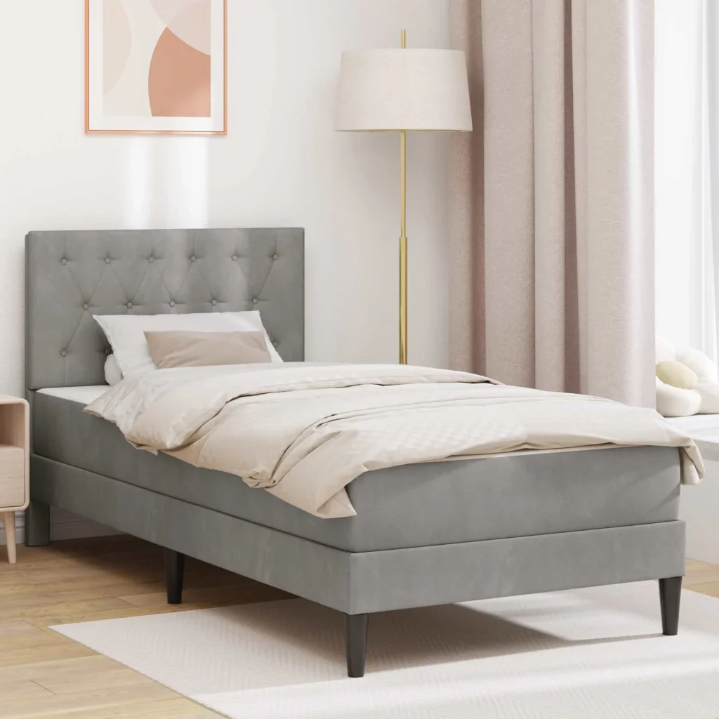 Struttura letto con materasso Grigio chiaro 90 x 190 cm Velluto 3415256