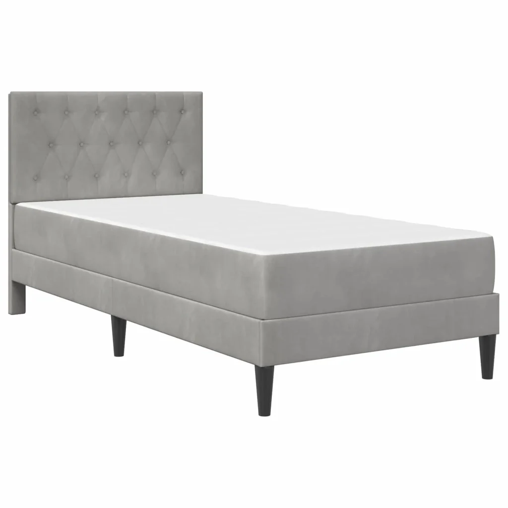 Struttura letto con materasso Grigio chiaro 90 x 190 cm Velluto 3415256 - Image 3