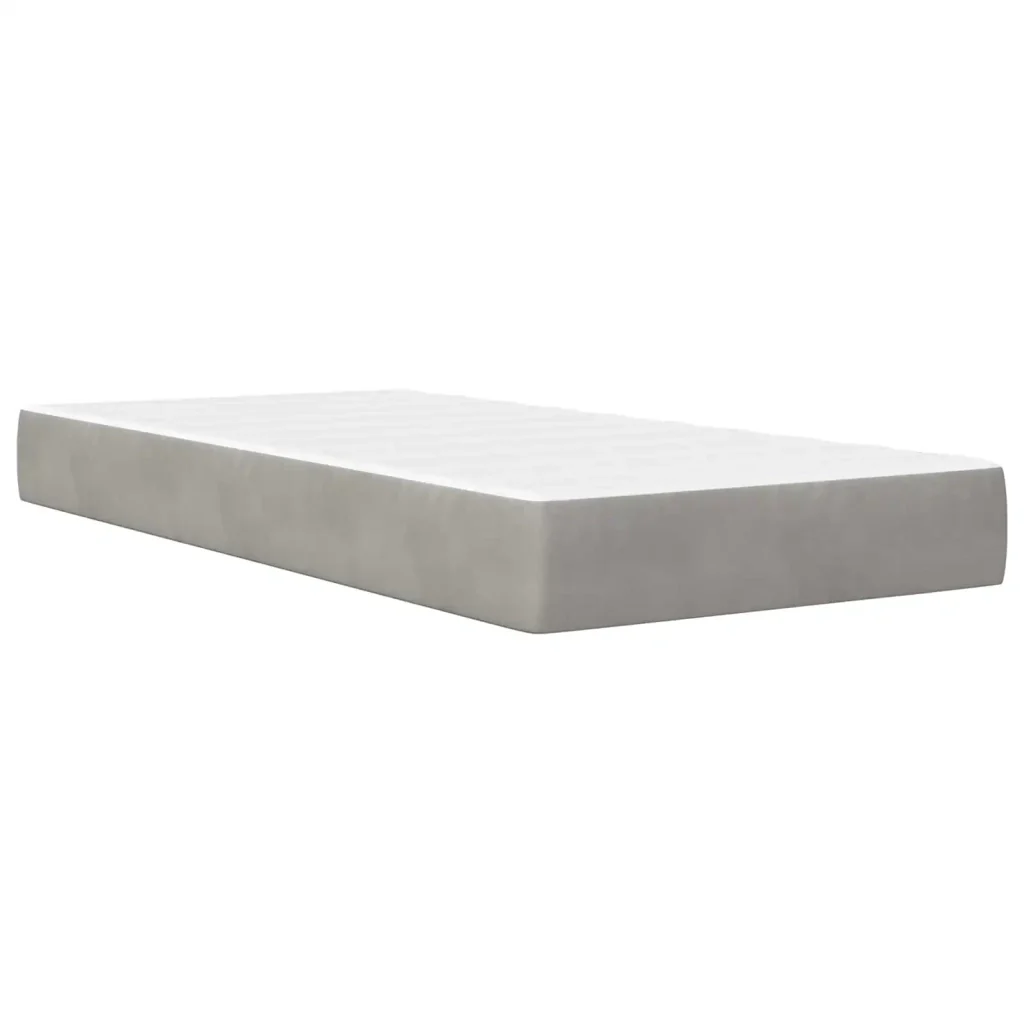 Struttura letto con materasso Grigio chiaro 90 x 190 cm Velluto 3415256 - Image 5