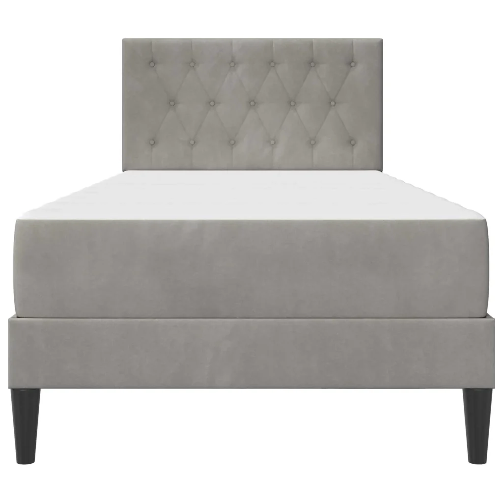 Struttura letto con materasso Grigio chiaro 90 x 190 cm Velluto 3415256 - Image 6