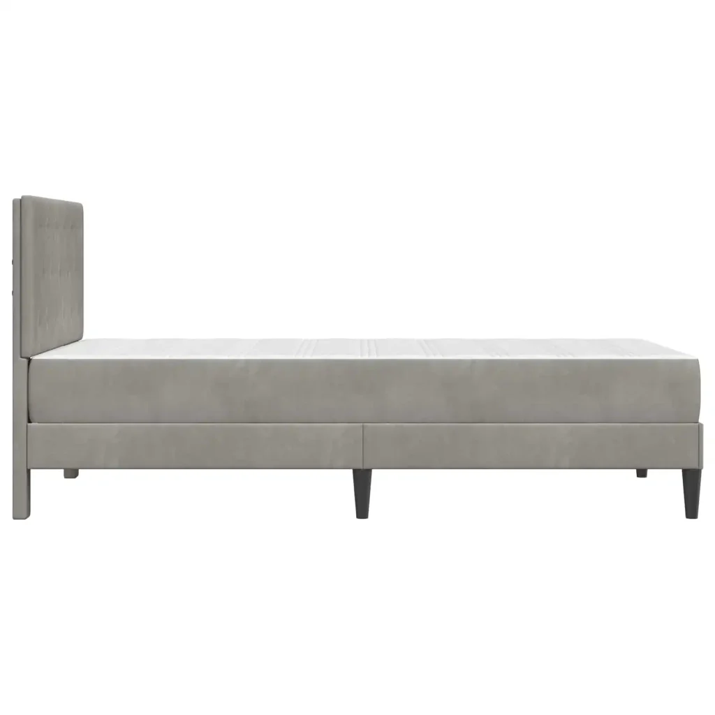 Struttura letto con materasso Grigio chiaro 90 x 190 cm Velluto 3415256 - Image 7