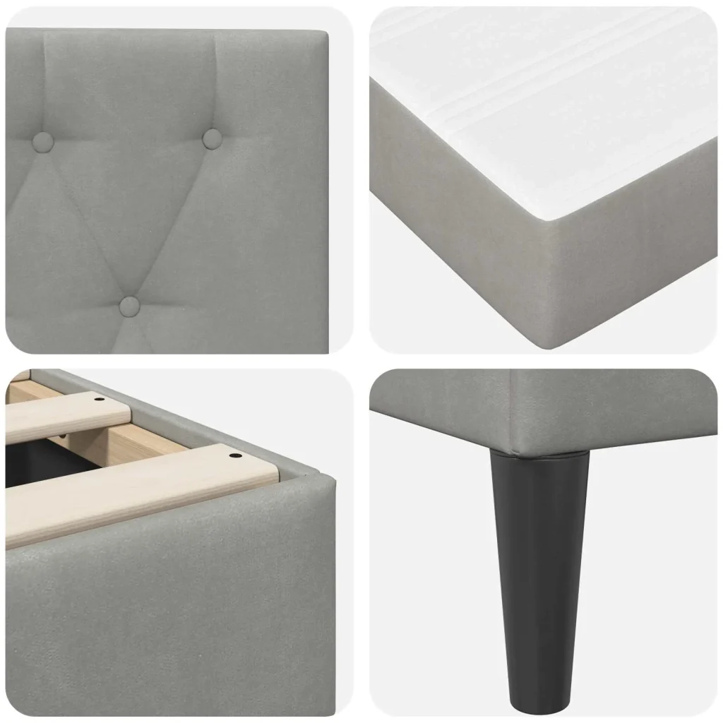 Struttura letto con materasso Grigio chiaro 90 x 190 cm Velluto 3415256 - Image 9