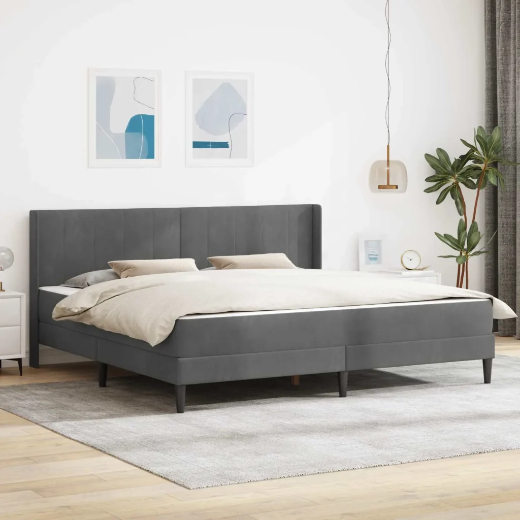 Struttura letto con materasso Grigio scuro 180 x 200 cm Velluto 3415248
