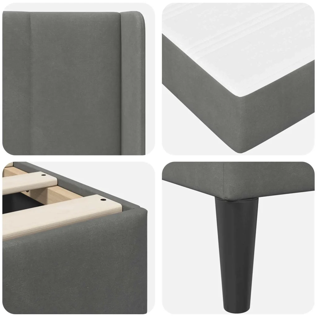 Struttura letto con materasso Grigio scuro 180 x 200 cm Velluto 3415248 - Image 9