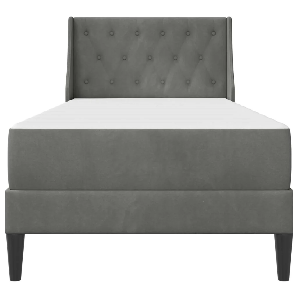 Struttura letto con materasso Grigio scuro 90 x 190 cm Velluto 3415239 - Image 6