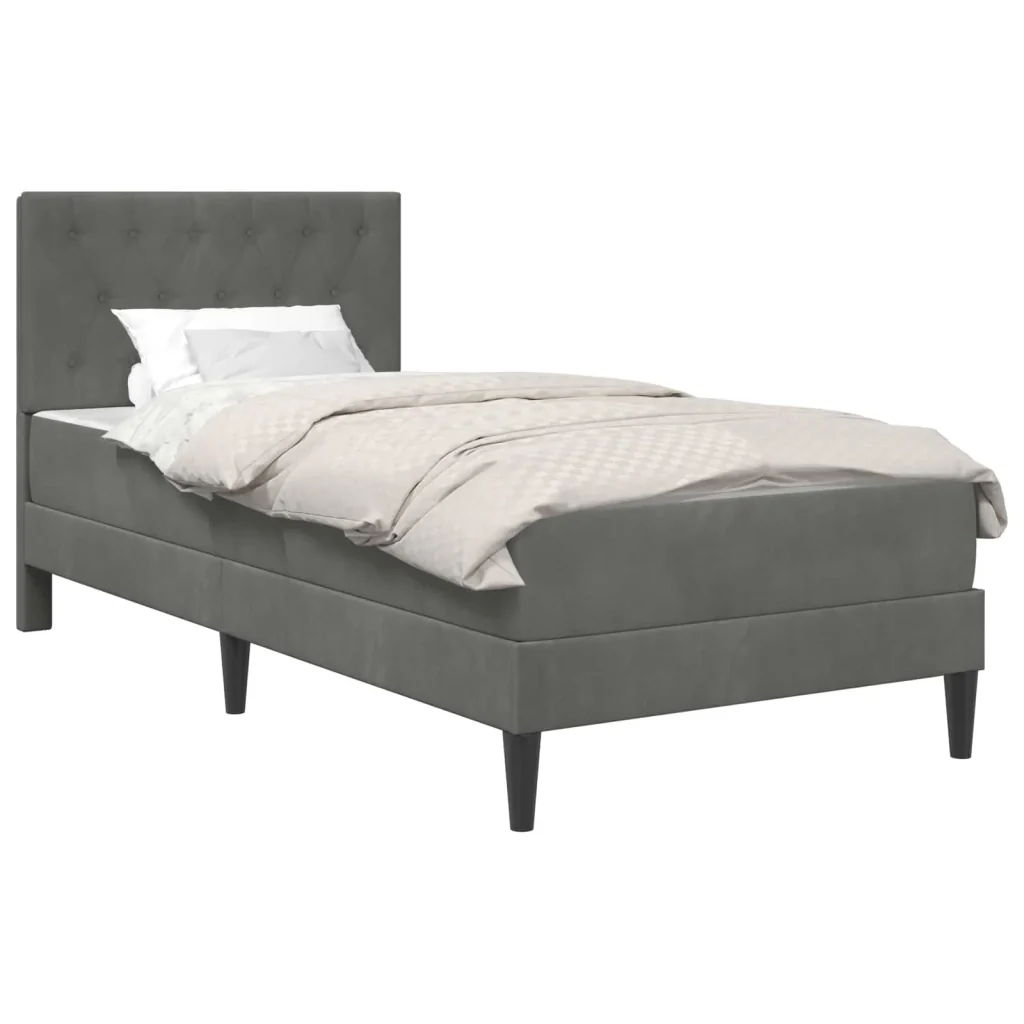 Struttura letto con materasso Grigio scuro 90 x 190 cm Velluto 3415257 - Image 2