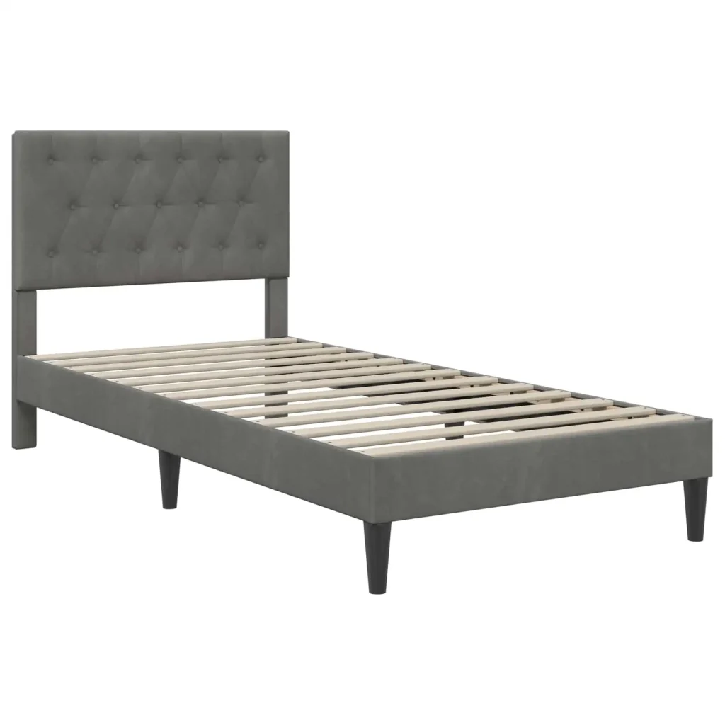 Struttura letto con materasso Grigio scuro 90 x 190 cm Velluto 3415257 - Image 4