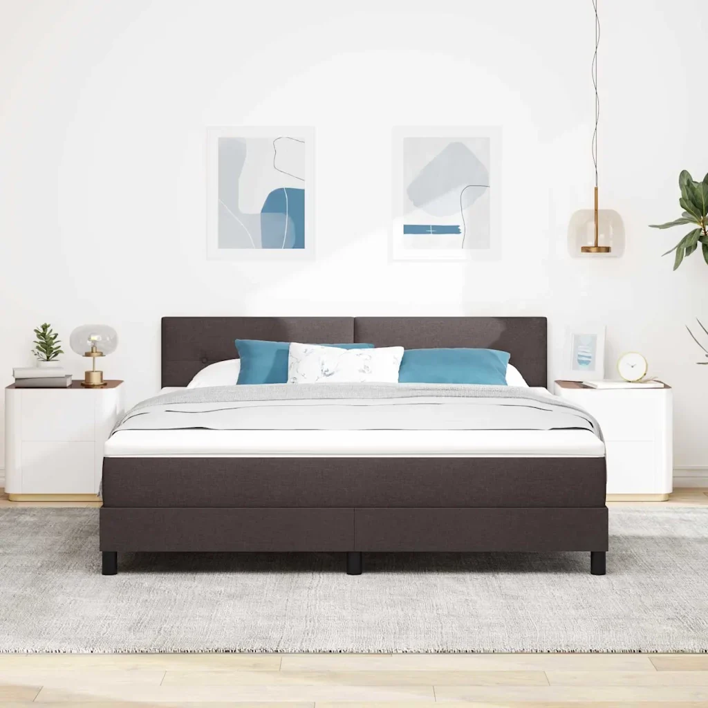 Letto a molle con testiera Marrone Scuro 180 x 200 cm Tessuto 3342229 - Image 4