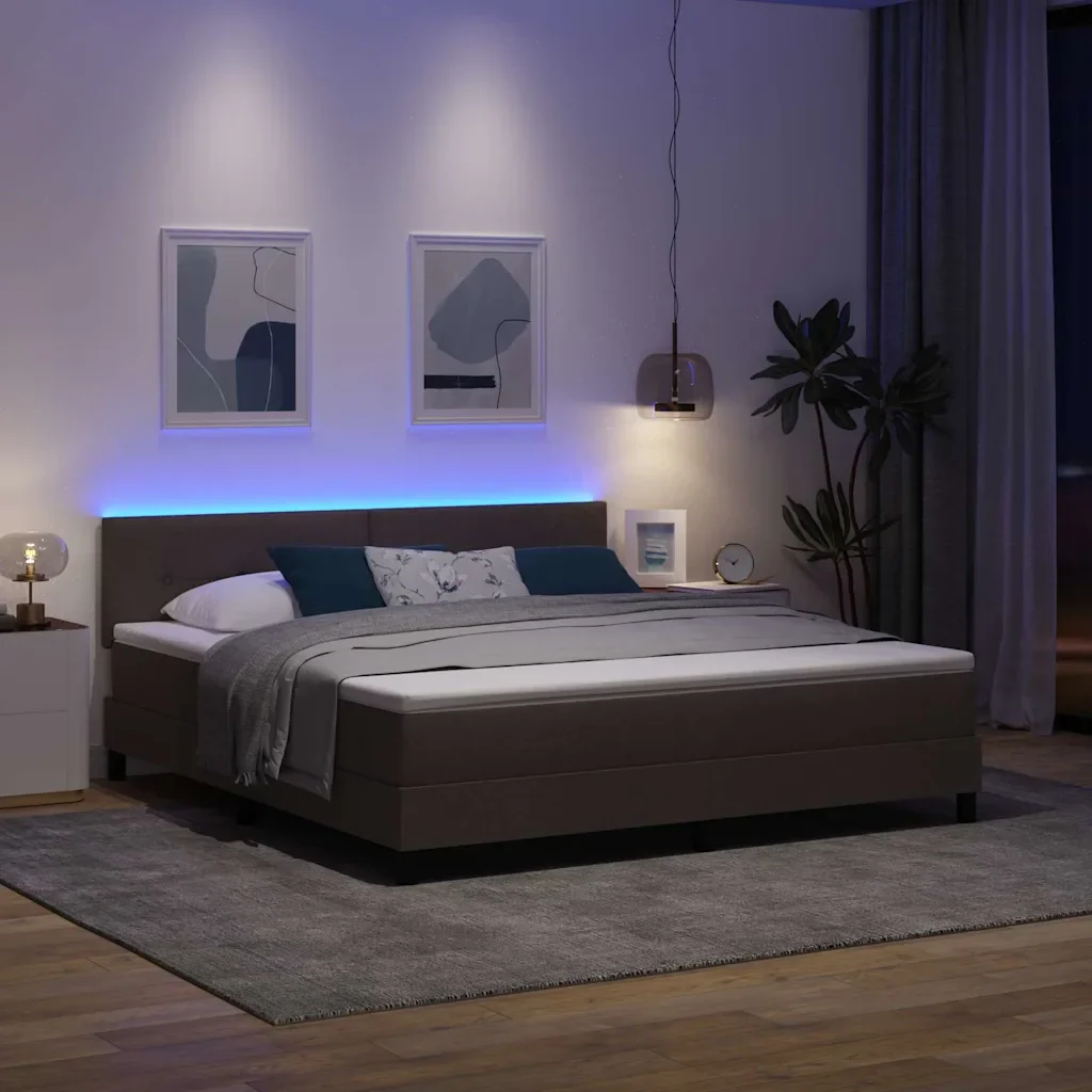 Letto a molle con testiera Marrone Scuro 180 x 200 cm Tessuto 3342229 - Image 5