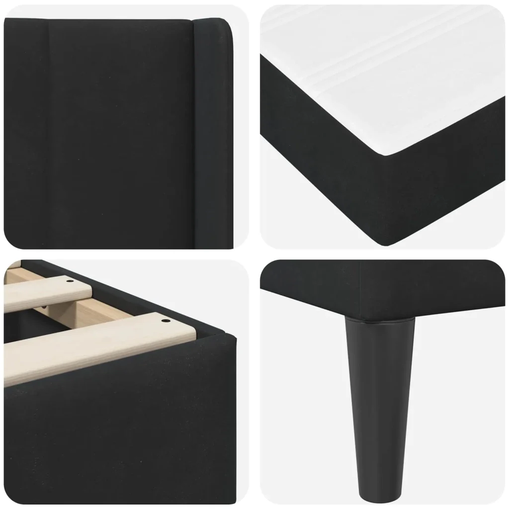 Struttura letto con materasso Nero 180 x 200 cm Velluto 3415249 - Image 9
