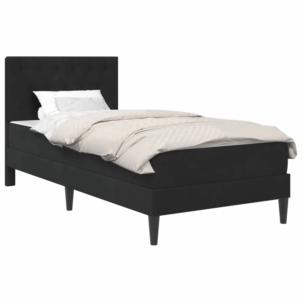 Struttura letto con materasso Nero 90 x 190 cm Velluto 3415258 - Image 2