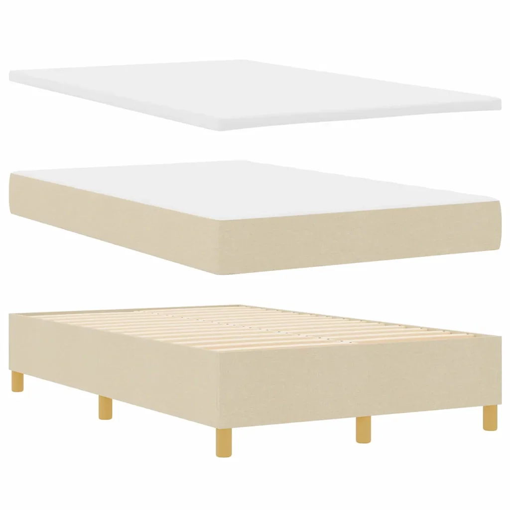 Letto a molle con testiera Crema 200 x 120 cm Tessuto 3344217 - Image 4