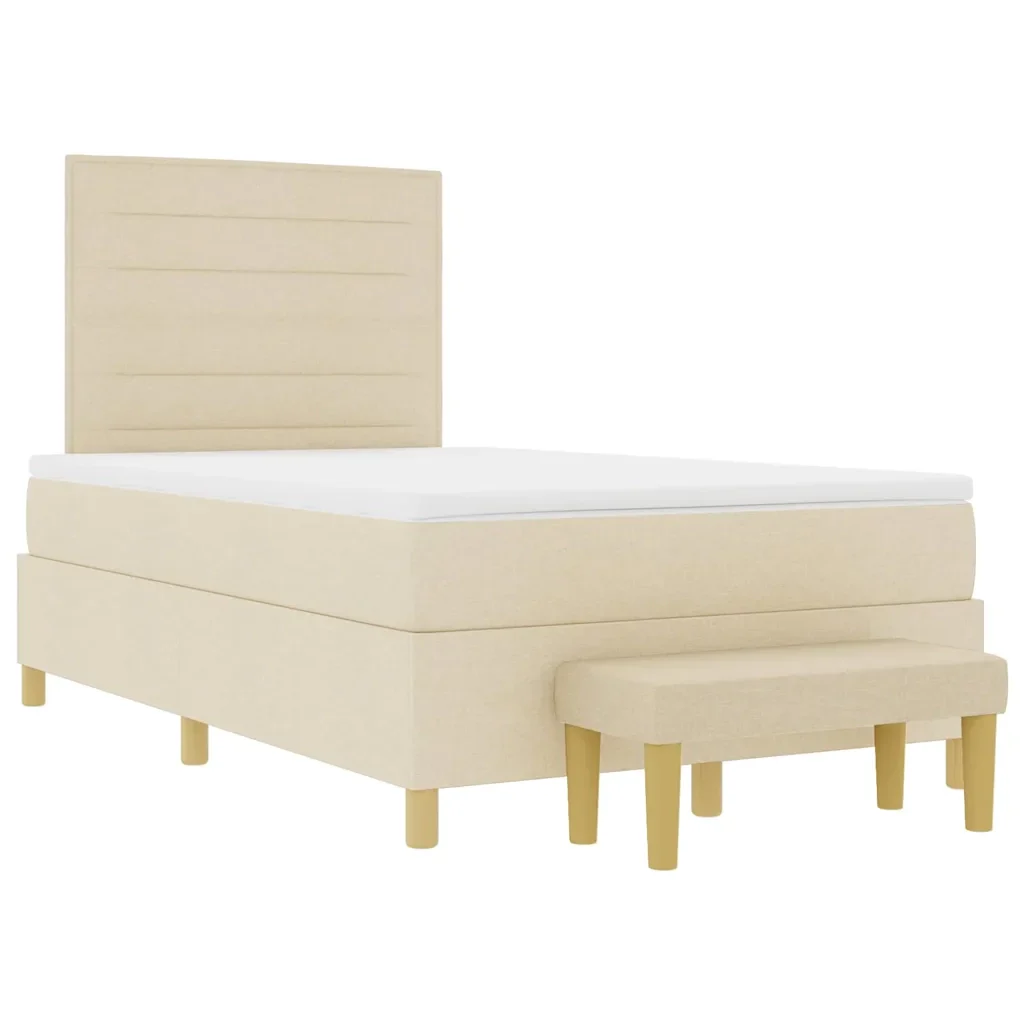 Letto a molle con testiera Crema 200 x 120 cm Tessuto 3344217 - Image 7