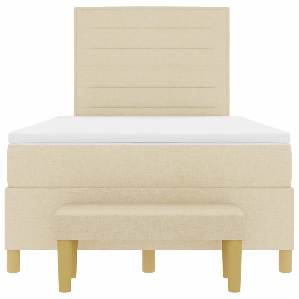 Letto a molle con testiera Crema 200 x 120 cm Tessuto 3344217 - Image 8