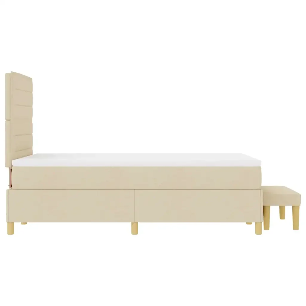 Letto a molle con testiera Crema 200 x 120 cm Tessuto 3344217 - Image 9