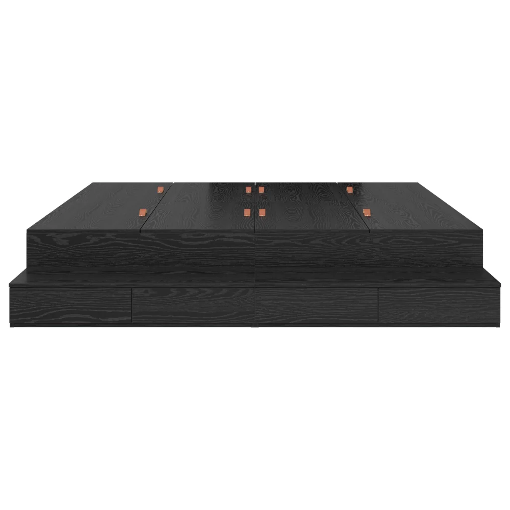 Struttura letto contenitore Nero Rovere 200x200 cm - Image 5