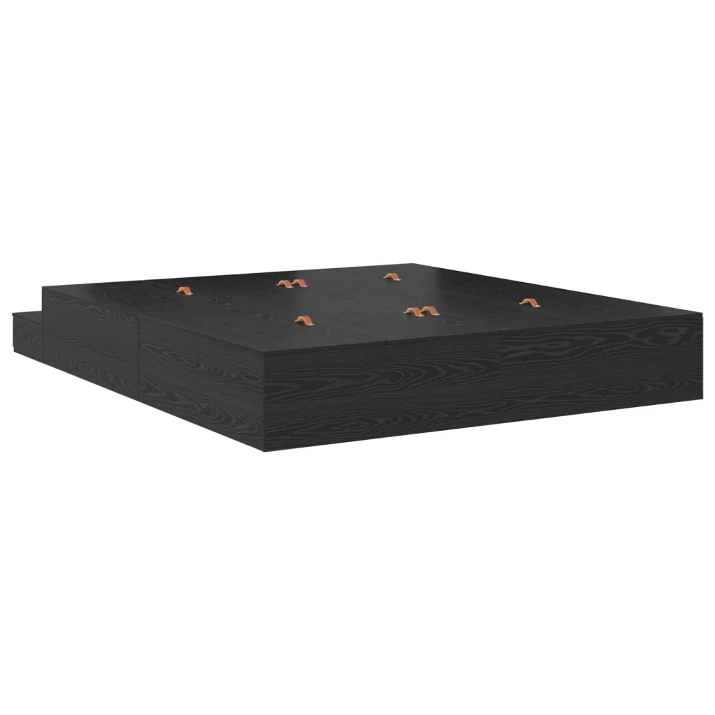 Struttura letto contenitore Nero Rovere 200x200 cm - Image 7
