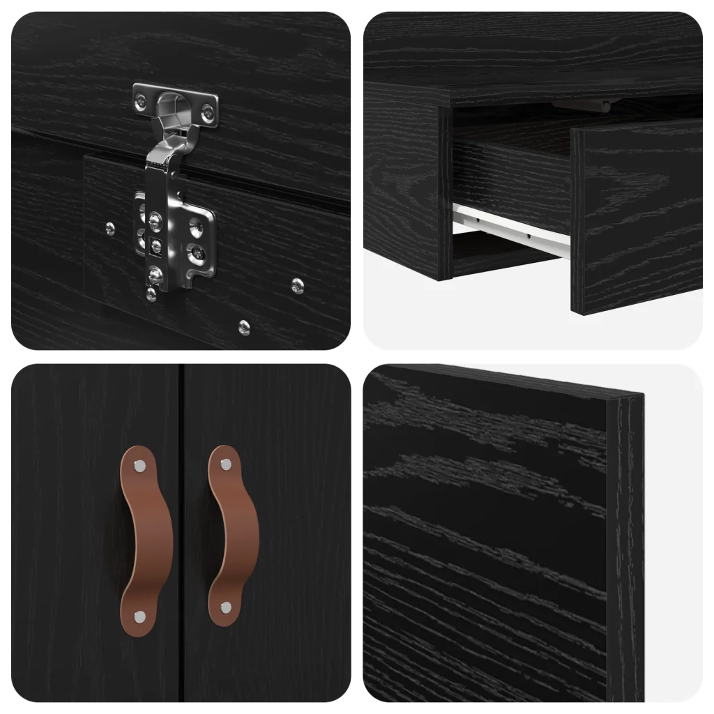 Struttura letto contenitore Nero Rovere 200x200 cm - Image 9
