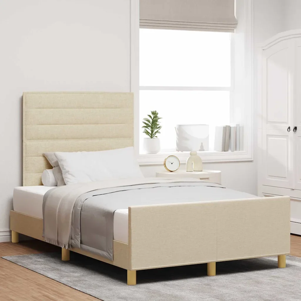 Struttura del letto con testiera Crema 120 x 200 cm Tessuto 3344646