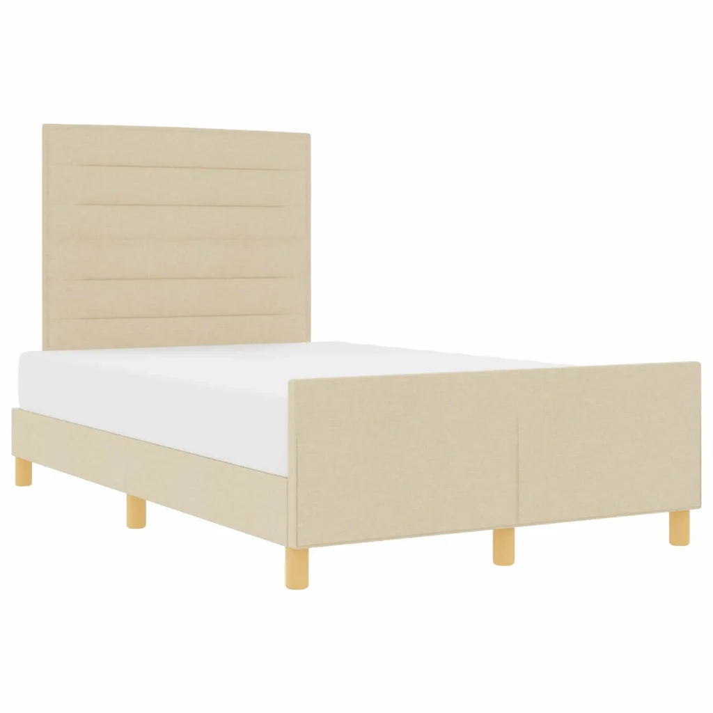Struttura del letto con testiera Crema 120 x 200 cm Tessuto 3344646 - Image 2