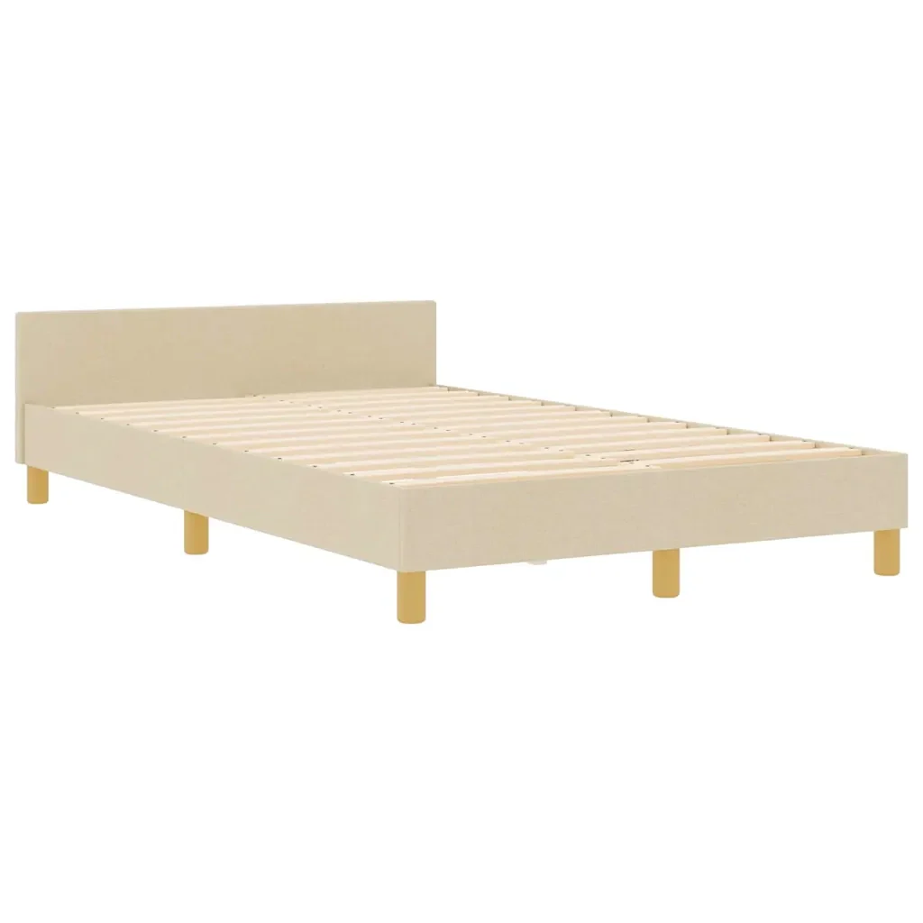 Struttura del letto con testiera Crema 120 x 200 cm Tessuto 3344646 - Image 5