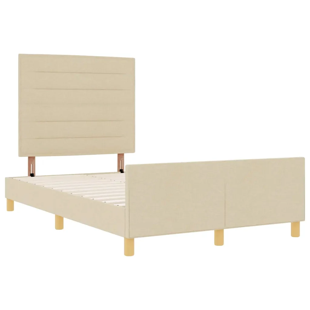 Struttura del letto con testiera Crema 120 x 200 cm Tessuto 3344646 - Image 6