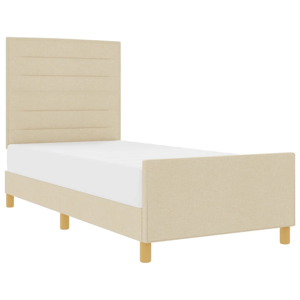 Struttura letto crema  90x190 cm in tessuto - Image 3