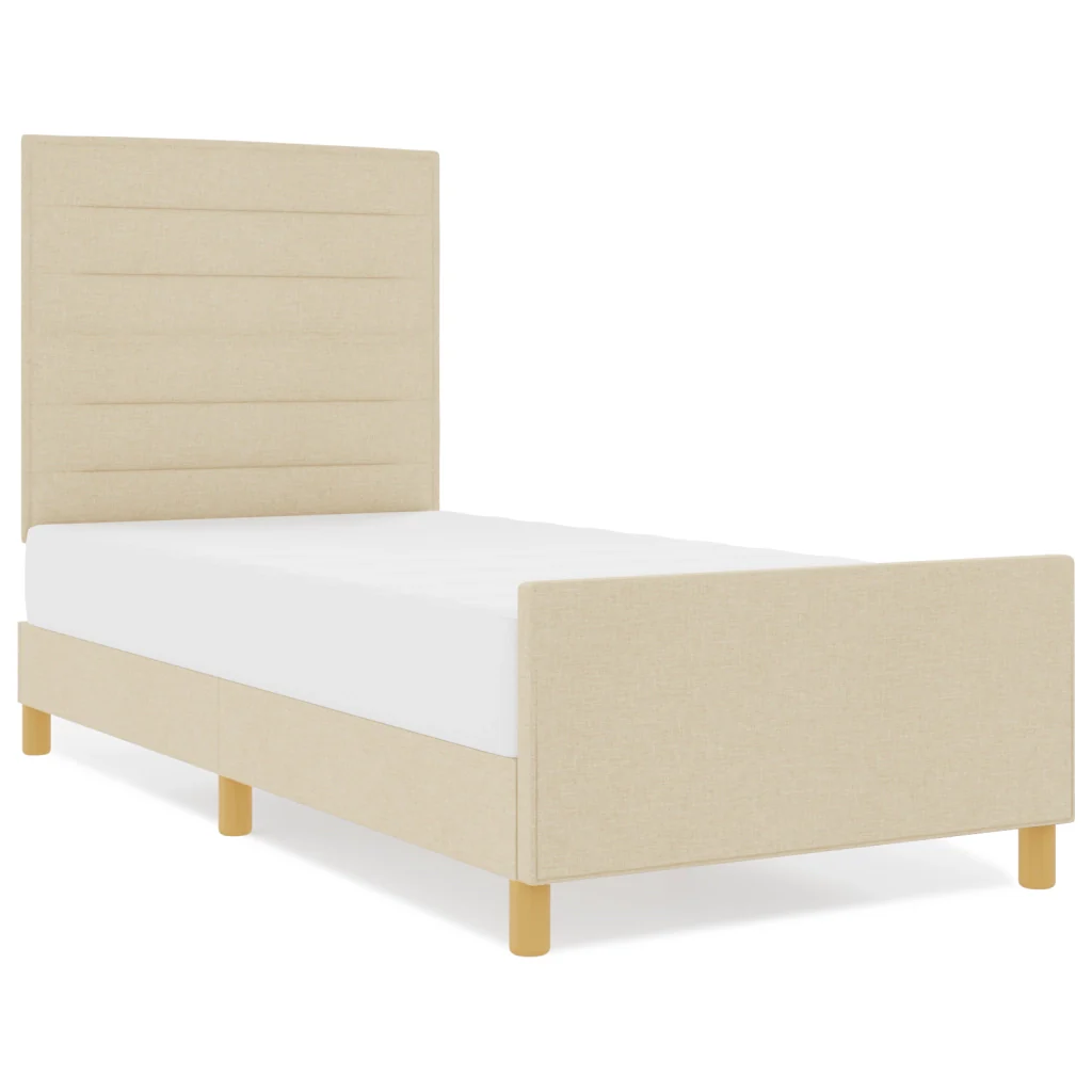 Struttura letto crema  90x190 cm in tessuto - Image 4