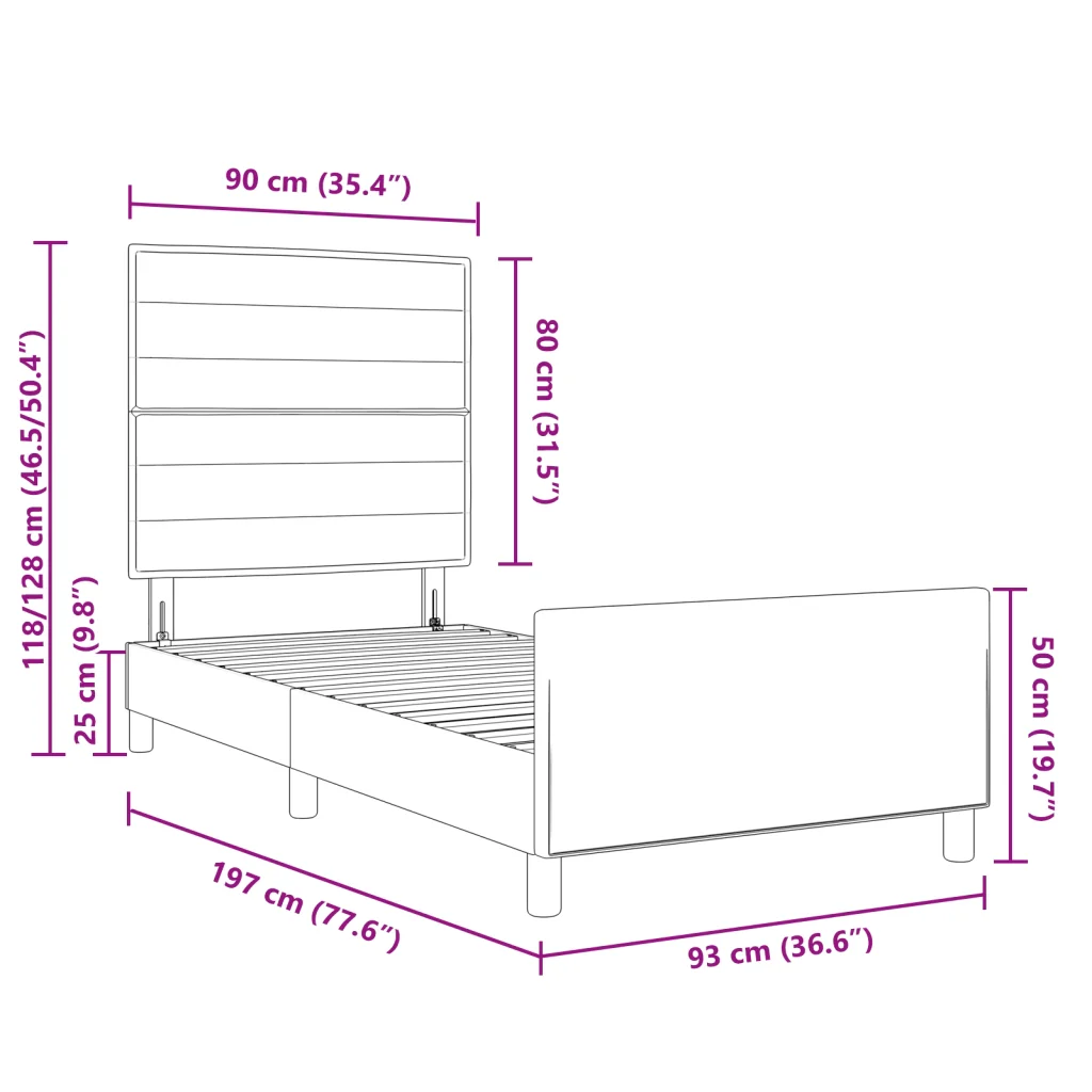 Struttura letto crema  90x190 cm in tessuto - Image 9