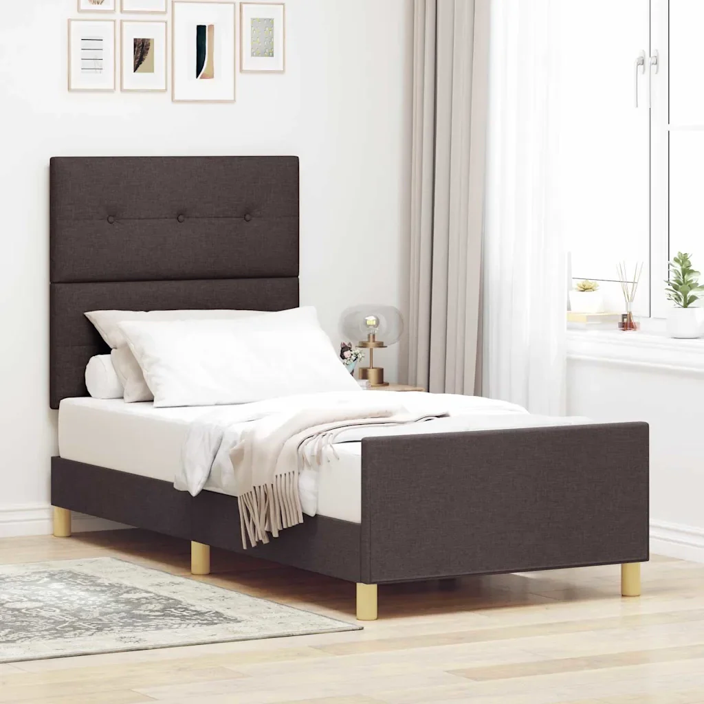 Struttura del letto Marrone scuro 90 x 200 cm Tessuto 3344700