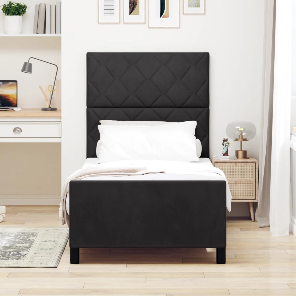 Struttura Letto  Nera 100x200 cm in Velluto - Image 5