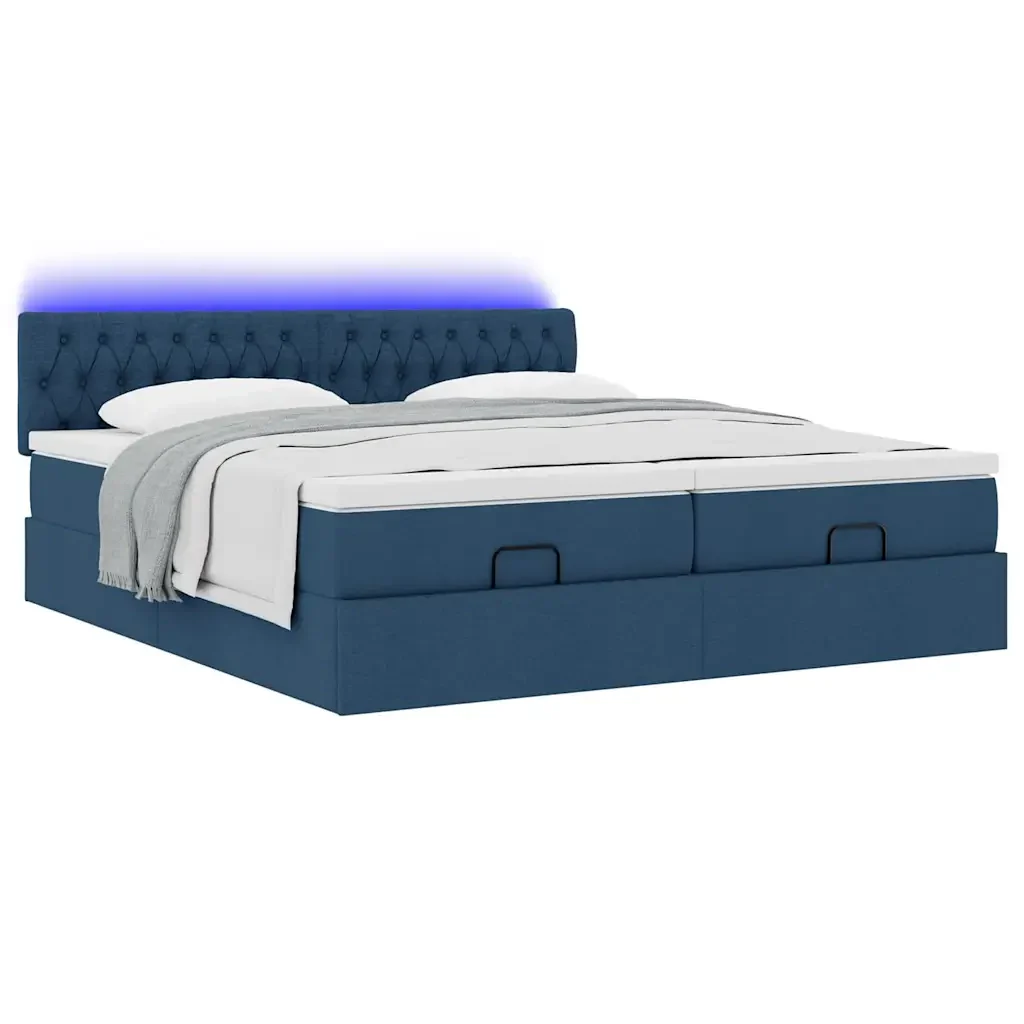Struttura Letto Pouf con Materassi Blu 180x200cm in Tessuto - Image 6